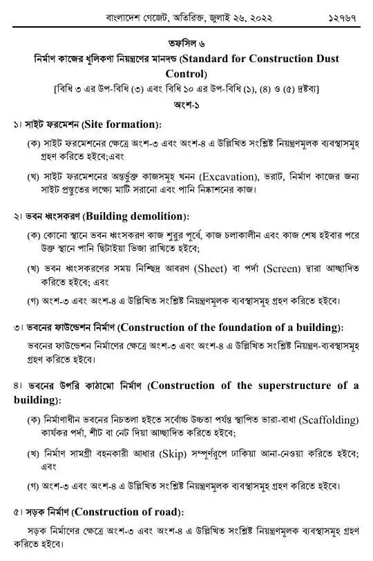 বায়ুদূষণ (নিয়ন্ত্রণ) বিধিমালা, ২০২২ তফসিল — পৃষ্ঠা ৩১