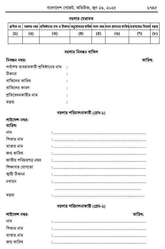 বয়লার বিধিমালা, ২০২৫ তফসিল — পৃষ্ঠা ৩৭