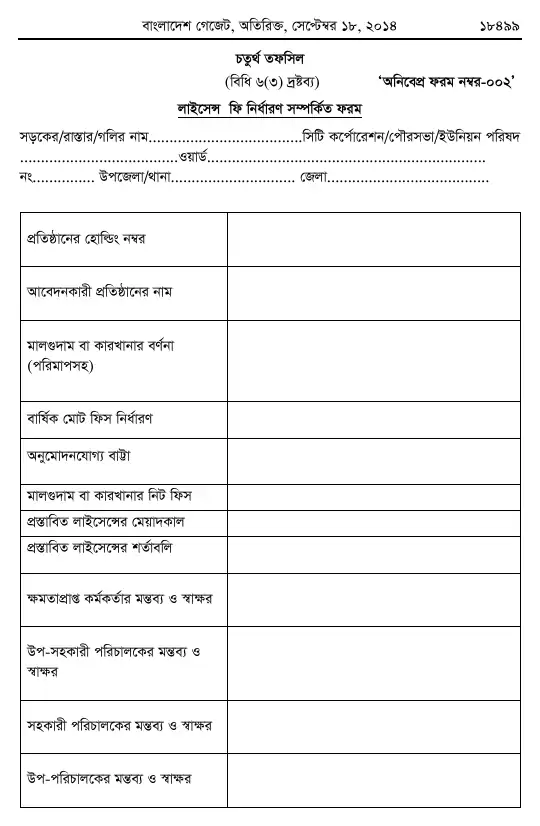 অগ্নি প্রতিরোধ ও নির্বাপণ বিধিমালা, ২০১৪ তফসিল — পৃষ্ঠা ২৯