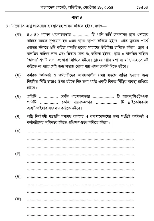 অগ্নি প্রতিরোধ ও নির্বাপণ বিধিমালা, ২০১৪ তফসিল — পৃষ্ঠা ৩৫